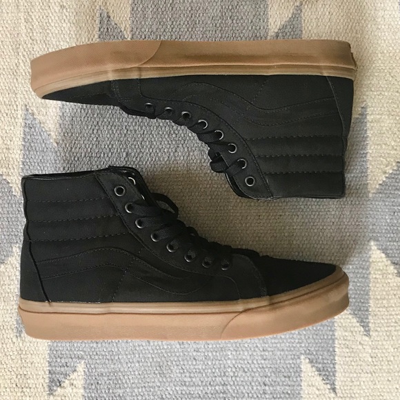 vans black gum hi tops